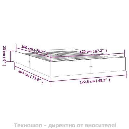 Рамка за легло, бяла, масивно дърво, 120х200 см