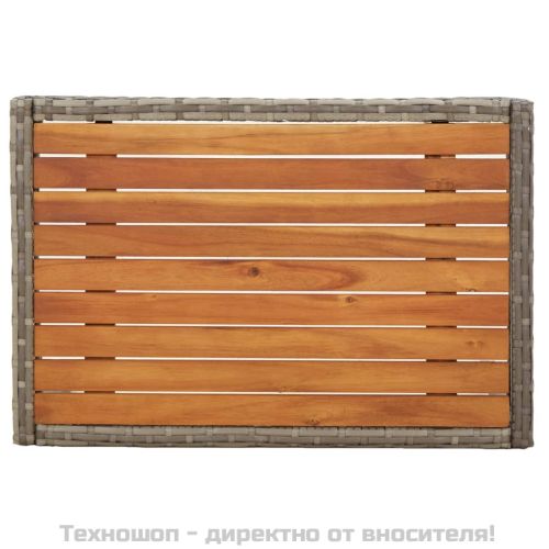 Градински накланящи се столове 2 бр с маса сив полиратан