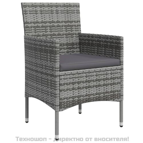 Градински трапезен комплект с възглавници 7 части сиво и черно