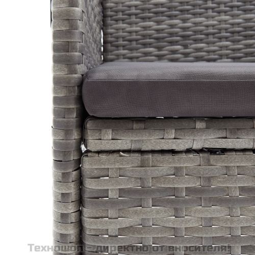 Градински трапезен комплект с възглавници 7 части сиво и черно