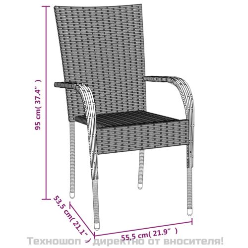 Градински трапезен комплект от 7 части, черно, полиратан