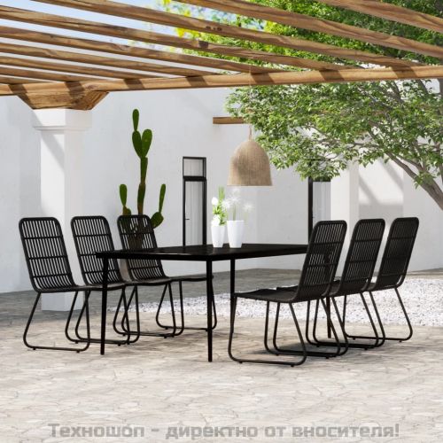Градински трапезен комплект, 7 части, черен