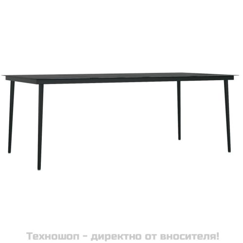 Градински трапезен комплект, 7 части, черен