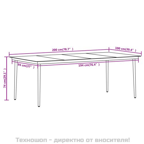 Градински трапезен комплект, 7 части, черен
