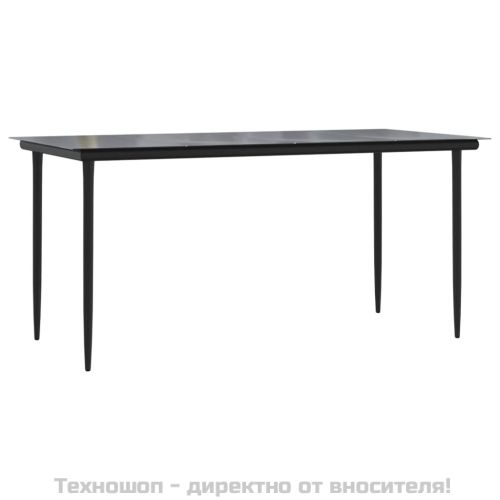 Градински трапезен комплект с възглавници 5 части, сиво и черно