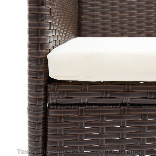 Градински трапезен комплект с възглавници 5 части, кафяво/черно