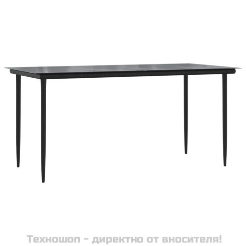 Градински трапезен комплект с възглавници 5 части, кафяво/черно