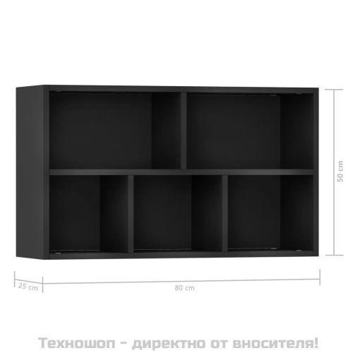 Библиотека/бюфет, черна, 50x25x80 см, инженерно дърво