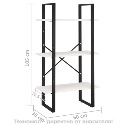 Стелаж за съхранение, бял, 60x30x105 см, бор масив
