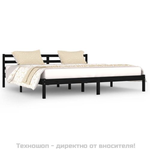 Рамка за легло, бор масив, 200x200 см, черна
