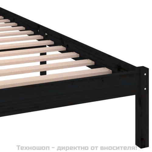 Рамка за легло, бор масив, 200x200 см, черна