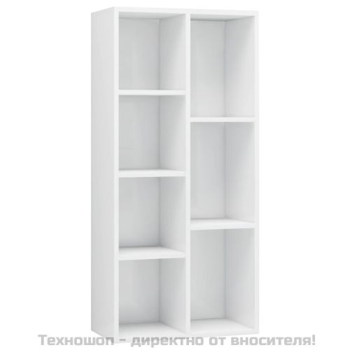 Шкаф библиотека, бял гланц, 50x25x106 см, инженерно дърво