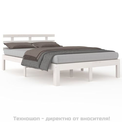 Рамка за легло, бяла, дърво масив, 150x200 cм, King Size
