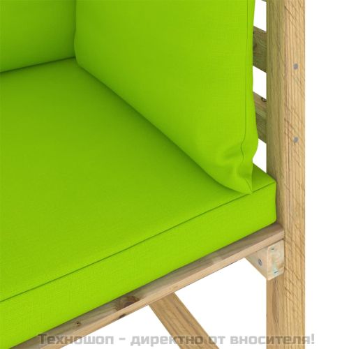 Градински ъглов диван и възглавници 2 бр бор зелена импрегнация