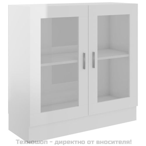 Шкаф витрина, бял гланц, 82,5x30,5x80 см, ПДЧ