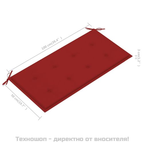 Възглавница за градинска пейка червена 100x50x3 см оксфорд плат