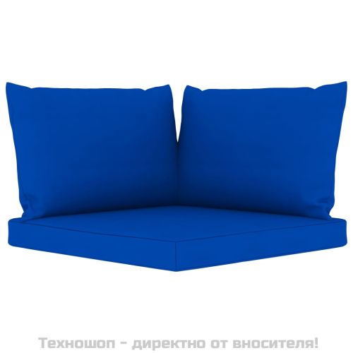 4-местен градински диван със сини възглавници