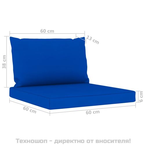 4-местен градински диван със сини възглавници