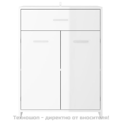 Шкаф за баня, бял гланц, 60x33x80 см, инженерно дърво