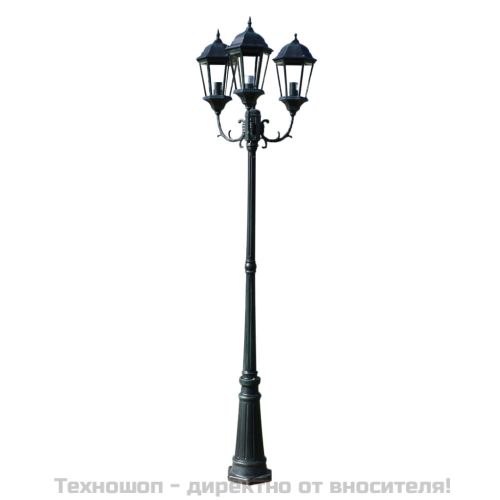 Градинска лампа "Brighton", 3 фенера, 230 см, тъмнозелена/черна