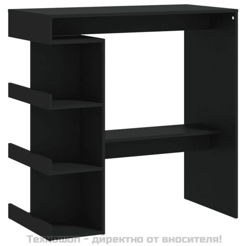 Бар маса с шкаф за съхранение, черна, 100x50x101,5 см, ПДЧ