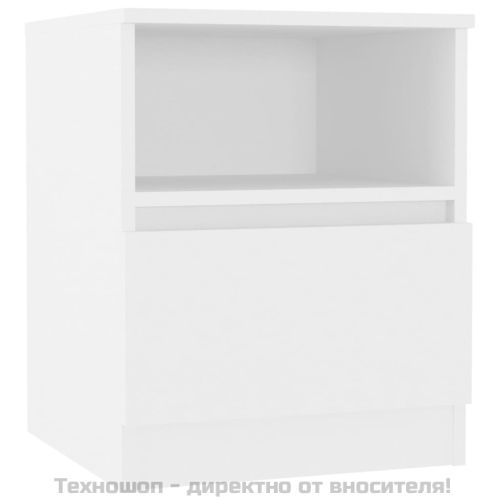 Нощнo шкафче, бяло, 40x40x50 см, инженерно дърво