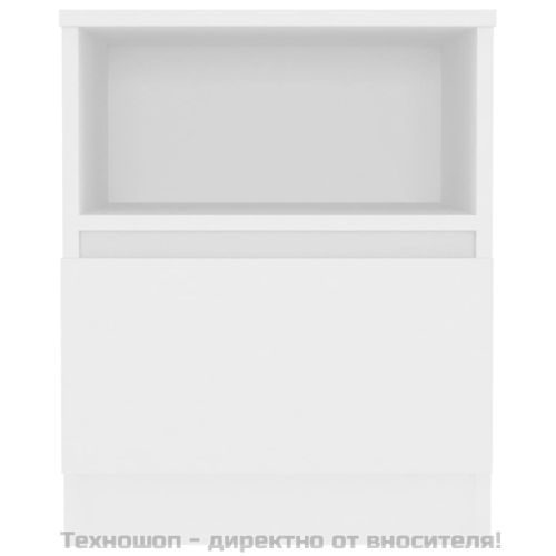 Нощнo шкафче, бяло, 40x40x50 см, инженерно дърво