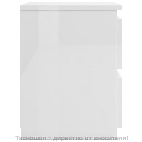 Нощно шкафче, бял силен гланц, 30x30x40 см, ПДЧ