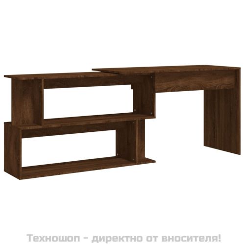 Ъглово бюро, кафяв дъб, 200x50x76 см, инженерно дърво