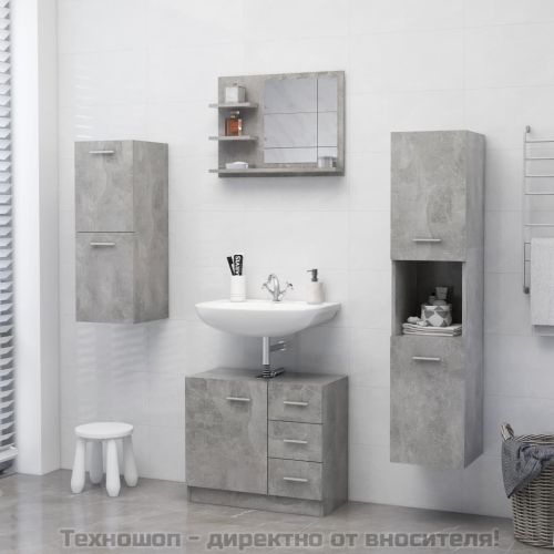 Огледало за баня, бетонно сиво, 60x10,5x45 см, ПДЧ