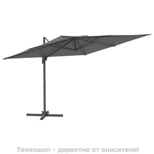 Конзолен чадър с алуминиев прът, антрацит, 300x300 см