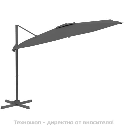 Конзолен чадър с алуминиев прът, антрацит, 300x300 см