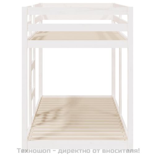 Двуетажно легло, бяло, 90x200 см, борово дърво масив