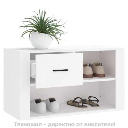 Шкаф за обувки, бял, 80x35x45 см, инженерно дърво