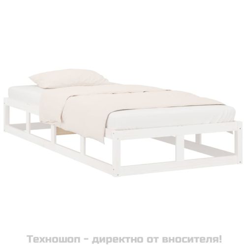 Рамка за легло, бяло, 100x200 см, масивно дърво