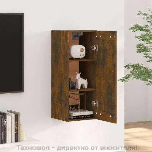 Окачен шкаф, опушен дъб, 35x34x90 см, инженерно дърво