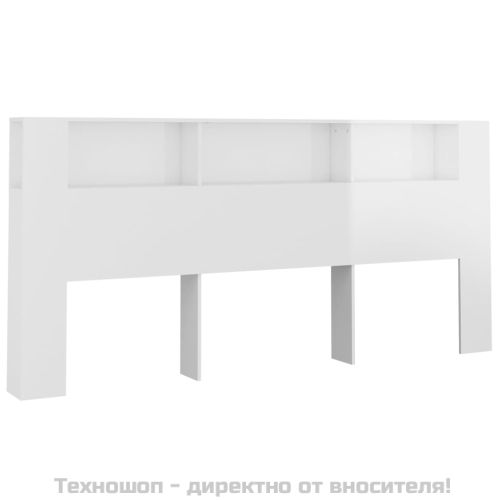 Табла за легло тип шкаф, бял гланц, 220x18,5x104,5 см