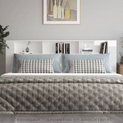 Табла за легло тип шкаф, бял гланц, 220x18,5x104,5 см