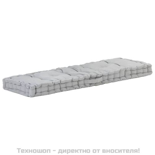 Палетна възглавница за под, памук, 120x40x7 см, сива