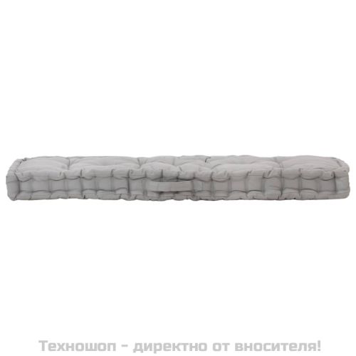 Палетна възглавница за под, памук, 120x40x7 см, сива