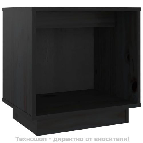 Нощни шкафчета, 2 бр, черни, 40x30x40 см, борово дърво масив