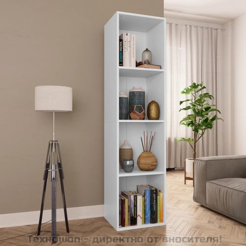 Библиотека/ТВ шкаф, бяла, 36x30x143 см, инженерно дърво