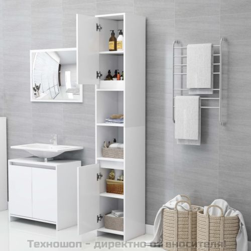 Шкаф за баня, бял, 30x30x183,5 см, ПДЧ
