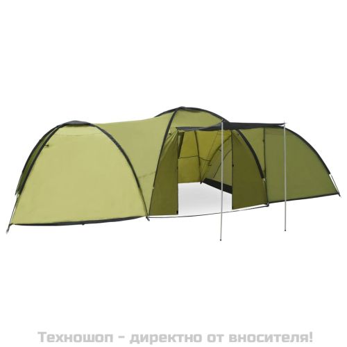 Палатка за къмпинг тип иглу, 650x240x190 см, 8-местна, зелена