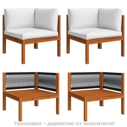 Градински ъглови дивани, 2 бр, с възглавници, акация масив