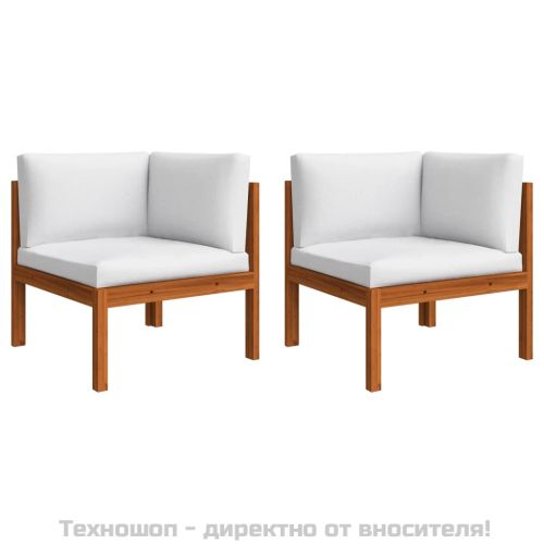 Градински ъглови дивани, 2 бр, с възглавници, акация масив