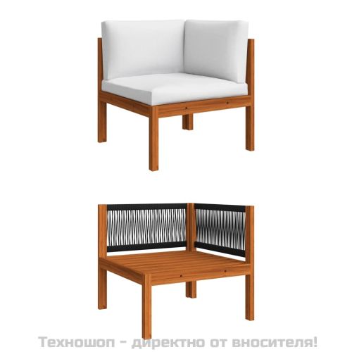 Градински ъглови дивани, 2 бр, с възглавници, акация масив