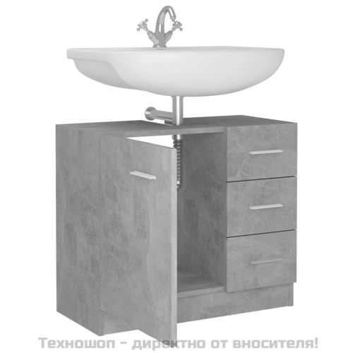 Долен шкаф за мивка, бетонно сив, 63x30x54 см, инженерно дърво