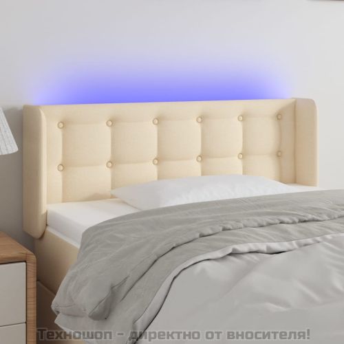 LED горна табла за легло, кремава,93x16x78/88 см, плат