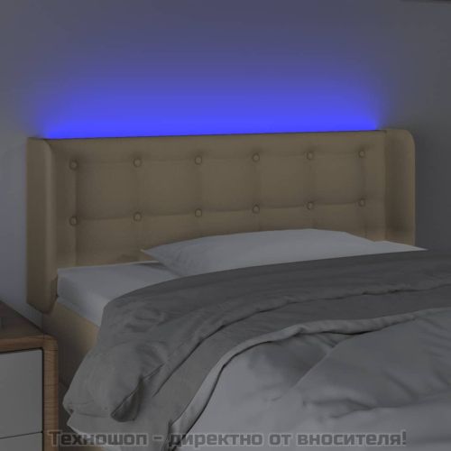 LED горна табла за легло, кремава,93x16x78/88 см, плат